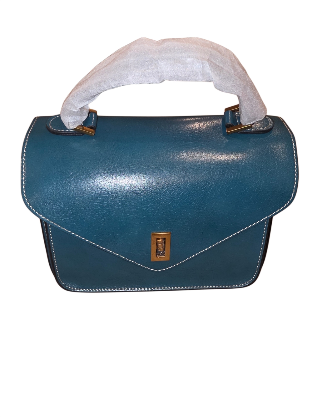 Brand New - Genuine Leather Teal Top-Handle Bag - Dual Strap Option